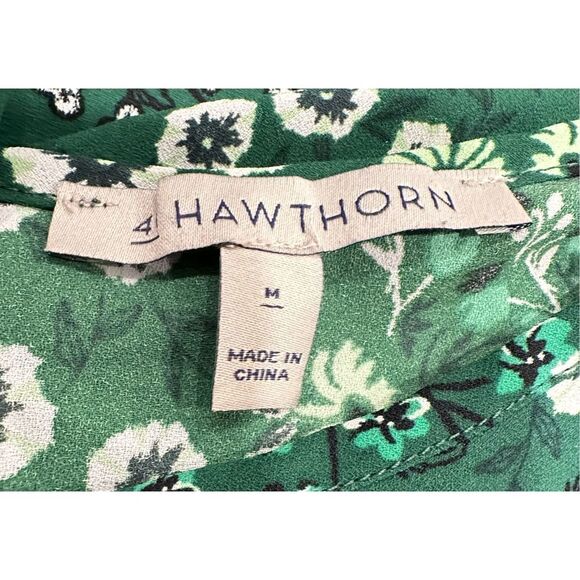 41 Hawthorn Women's Green‎ Floral Print Tulip Short Sleeves Blouse Size M - Picture 4 of 6